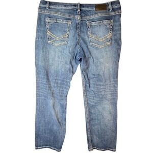 BKE Seth Straight Leg Jeans Men Sz 42R Thick Stitch 31" Inseam Has Hole